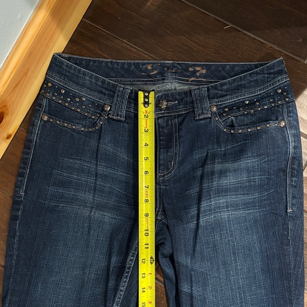 🫶🏼embellished Seven7 Women's Straight Leg Jeans - Dark Blue size 14 - Picture 6 of 11